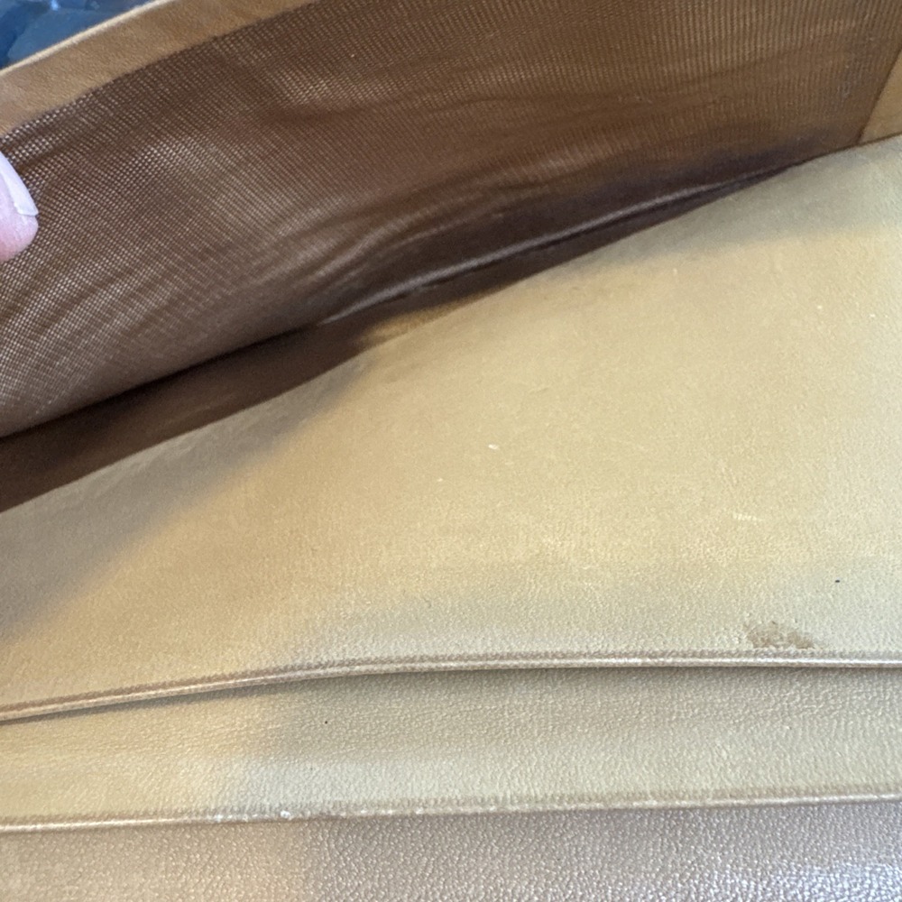 Celine Wallet Triomphe Leather ID Cash & Card Holder Beige / Tan 7" X 3.75" - Picture 8 of 10